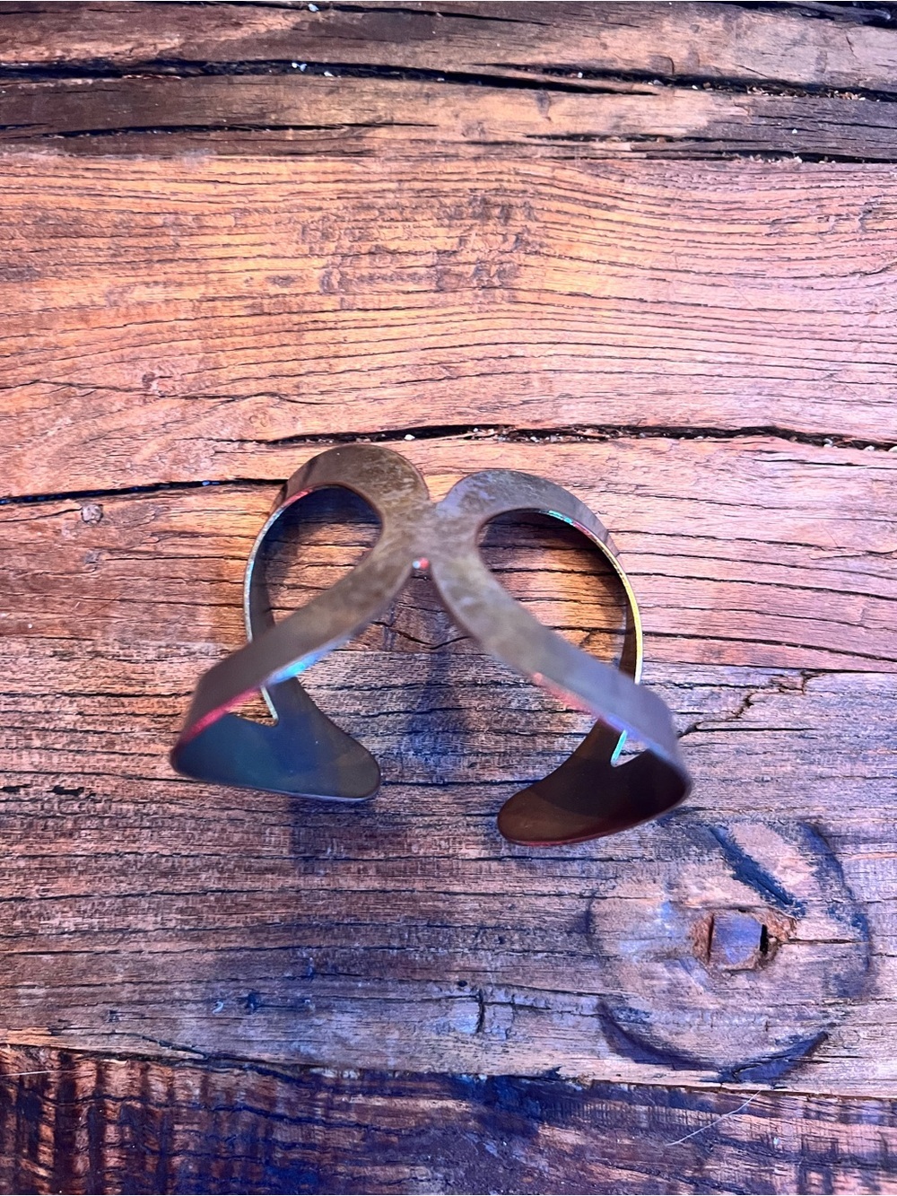 Hammered Wide Cuff Bracelet in Brushed Bronze